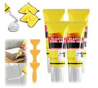 Multifunctional Waterproof White Caulk with Scraper, Fast Drying White Silicone Sealant, Universal Plastic Steel Repair Adhesive for Kitchen, Bathroom, Floor & Tile Gaps (4PC)