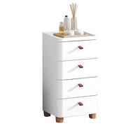 Multifunctional White Bathroom Storage Unit, Narrow Plastic with Multi-Level Drawers and Wheels, Versatile Side Storage Solution for Efficient Space Management