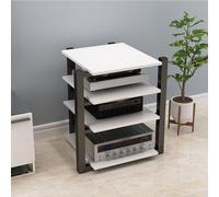 MultiFunctional WiFi Router Storage CabinetWooden Media Organizer Rack for Home Office TheaterMovable Record Player Table (White 70x55x90cm/27.6x21.7x35.4in)