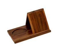Multifunctional Wood Bookstand Desk Organiser Triangular Wooden Reading Stand with Drink Tray for Textbook Phone Tablet Desktop Shelf