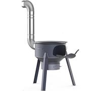 Multifunctional Wood Burning Stove with Grill Rack, Detachable Camp Stove Firewood Stove with Chimney Pipe for Outdoor Backyard Cooking