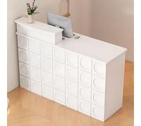 Multifunctional Wood Reception Desk with Drawers 120cm - Ideal for Office Spa Salon Lobby & Waiting Area Stylish and Functional Stand-Up Design