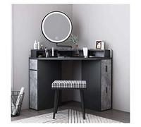 Multifunctional Wooden Triangle Dressing Table with Stool & Smart Light - Stylish Bedroom Corner Desk Space-Saving Furniture for Modern Interiors