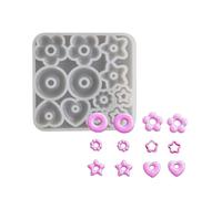 Multifuntional Jewelry Molds Heart Star Flower Pendant Moulds Silicone Keychain Molds for Resin Earrings and Pendants