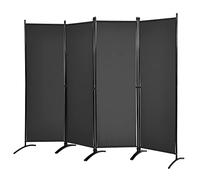 Multigot 1/4-Panel Room Divider, Folding Wall Privacy Fiber Screen Protector, Freestanding Portable Divider and Partition Separator Protection for Home Office(Black,220 x 173cm)
