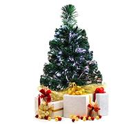 Multigot 2 FT Christmas Tree, Tabletop Pre-Lit Artificial Xmas Tree with 60 PVC Branch Tips, Fiber Optic Festival Decoration for Home Office Shop