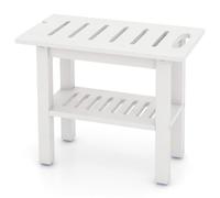 Multigot 2-Tier Shower Bench, HDPE Slatted Bath Stool Shower Seat with Storage Shelf and Shower Head Holder, Portable Bathtub Storage Bench Waterproof Bathroom Chair for Elderly Disabled Pregnant