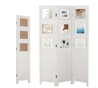 Multigot 3 Panel Room Divider, Folding Privacy Screen with 9 Rotatable Photo Frames, 170cm High Room Partition Freestanding Space Separator for Home Bedroom Office Studio