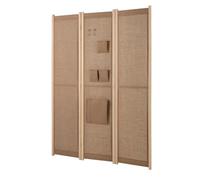 Multigot 3 Panel Room Divider, Linen Fabric Folding Privacy Screen with 4 Storage Bags and 2 Hooks, Free Standing Room Partition Protector Decorative Separator for Bedroom Living Room, 120 x 170cm