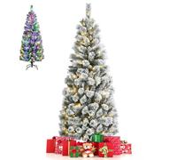 Multigot 5/6FT Christmas Tree with LED lights, Artificial Xmas Pine Tree with Metal Base, Decorative Festival Tree for Living Room Office(6FT)