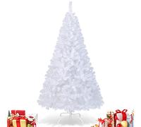 Multigot 5FT/ 6FT/ 7FT/ 8FT Christmas Tree, Artificial White Xmas Tree with Metal Stand, Indoor Outdoor Traditional Holiday Decoration (1.8m)