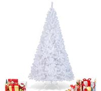 Multigot 5FT/ 6FT/ 7FT/ 8FT Christmas Tree, Artificial White Xmas Tree with Metal Stand, Indoor Outdoor Traditional Holiday Decoration(2.4m)