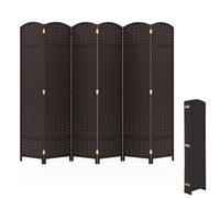 Multigot 6 Panel Room Divider, Hand-Woven Folding Privacy Protection Screen with Solid Wood Frame, Freestanding Decorative Separator Partition Screens for Bedroom Living Room Office (Brown)