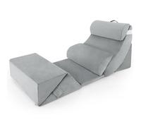 Multigot 7PCS Bed Wedge Pillows, Adjustable Memory Foam Sleeping Support Pillow Set with Washable Cover, Orthopedic Incline Cushion System for Acid Reflux, Post Surgery, Pain Relief (Grey)