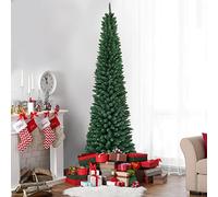 Multigot Artificial Christmas Tree, 5FT/6FT/7FT/8FT Green Xmas Trees with Metal Stand, Traditional Pencil Trees for Indoor Decorations and Gifts (7FT/2.1M)