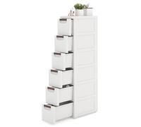 Multigot Bathroom Floor Cabinet On Wheels, Freestanding Slim Storage Cupboard with 3/4/5/6 Drawers, Mobile Drawer Cabinet Compact Plastic Bathroom Organizer Unit for Living Room Entryway (6-Drawer)