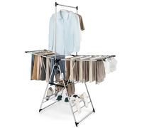 Multigot Clothes Drying Rack, Gullwing Style Folding Clothes Airer with Height-Adjustable Wings and High Hanger, Collapsible Laundry Hanger 3-Tier Aluminum Dryer Hanger for Indoor Outdoor