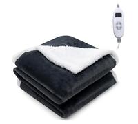 Multigot Electric Heated Blanket, Comfort Control Heated Throw with 10 Heating Levels, 9-Hour Auto Shut-off & Overheat Protection, Fleece Warmer Blanket for Sofa Bed (Grey, 160 x 130cm)