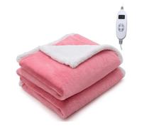 Multigot Electric Heated Blanket, Comfort Control Heated Throw with 10 Heating Levels, 9-Hour Auto Shut-off & Overheat Protection, Fleece Warmer Blanket for Sofa Bed (Pink, 160 x 130cm)