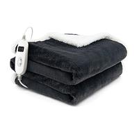 Multigot Electric Heated Blanket, Comfort Control Heated Throw with 10 Heating Levels, 9-Hour Auto Shut-off & Overheat Protection, Fleece Warmer Blanket for Sofa Bed (Grey, 154 x 130cm)