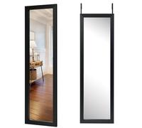 Multigot Full Length Mirror, Modern Over the Door Mirror with Height Adjustable Hooks, Rectangular Makeup Long Hanging Mirror for Bedroom Entryway Wardrobe(Black)