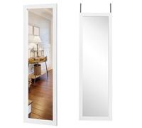 Multigot Full Length Mirror, Modern Over the Door Mirror with Height Adjustable Hooks, Rectangular Makeup Long Hanging Mirrors for Bedroom Entryway Wardrobe(White)