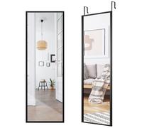 Multigot Full Length Wall Mirror, Rectangular Over the Door With Height Adjustable Hooks, Large Long Hanging for Living Room Bedroom Entryway (Black)