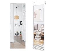 Multigot Full Length Wall Mirror with Height Adjustable Hooks, Rectangular Over the Door Mirror for Living Room, Bedroom, Entryway (White)