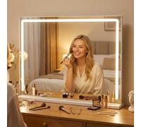 Multigot Hollywood Vanity Mirror with Lights, 3-Color LED Lighted Beauty Tabletop Mirror with Smart Touch Control, Large Cosmetic Makeup Mirrors for Bedroom, 80 x 63cm