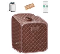 Multigot Portable Steam Sauna, Folding Personal Sauna Tent with Remote Control, Folding Chair and Foot Massage Roller, Full Body Steam Spa for Therapy Detoxify Slimming (Coffee)