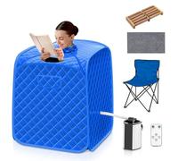Multigot Portable Steam Sauna, Personal Full Body Sauna Spa with Remote Control, Folding Chair and Foot Massage Roller, Lightweight Foldable Home Sauna Tent (Blue)