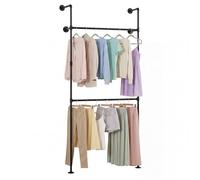 Multigot Telescopic Clothes Rail, 2-Tier Walk-in Closet System Open Wardrobe Organiser with 2/4 Hanging Rails, Heavy-Duty Metal Hanging Garment Rack for Bedroom Living Room (106 x 32 x 227 cm)