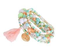 Multilayer Chunky Bracelets, Multilayer Twisted Bead Bracelet, Stackable Bracelets, Bohemian Stone Bracelet with Tassel, Pearl Jewellery, Women's Stacking Bracelets for Everyday and Special, Siehe