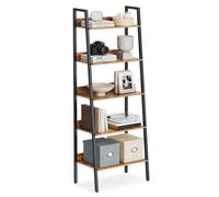 Multilayer Ladder Storage Shelf, Rustic Brown and Black / 5-Tier (30 x 60 x 170 cm)