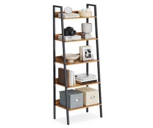 Multilayer Ladder Storage Shelf, Rustic Brown and Black / 5-Tier (30 x 60 x 170 cm)