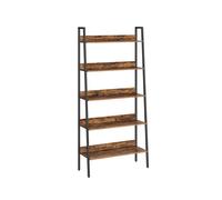 Multilayer Ladder Storage Shelf, Rustic Brown + Ink Black / 5-Tier (30 x 80 x 170 cm)