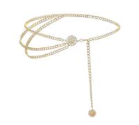 Multilayer Metal Waist Chain, Gold Chain Belt for Women Adjustable Body Waist Link Belts Dress Belts Fashion Body Link Belts Sunflower Waist Chain Belt for Dress Jeans (Gold, One Size)