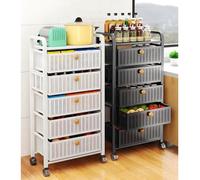 Multilayer Mobile Snack rage Rack DrawerType Kitchen Organizer for Fruits & Vegetables FloorStanding Metal Trolley Versatile Pot Holder for Living Room & Bathroom