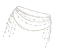 Multilayer Pearls Fringe Waist Chain Ornament For Women Lady 90s Retro Party Body Jewelry Belt Accessory Elegant Fringe Accessory