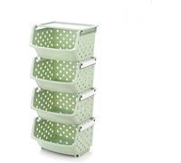 Multilayer Plastic Fruit & Vegetable Storage Rack Green Kitchen Floor 4-Tier Household Tray for Fruits & Veggies Space-Saving Basket Stand