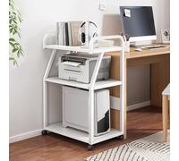 Multilayer Rolling Cart for Office & Kitchen 20mm Steel Printer Stand with Guard Rails Storage Shelf White (55 * 40 * 99cm) Stylish & Functional Organization Solution