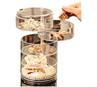 Multilayer Rotating Jewelry Storage Organizer with Transparent Design and 360 Degree Spin Capability (F)