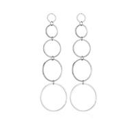 Multilayer Round Hoop Earrings Big Disc Drop Hoop Earrings for Women Multilayer Round Hoop Earrings Hypoallergenic Gold Earrings Hoops Geometric Drop Dangle (Silver)