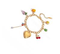 Multilayer Simulated Fruit Design Stainless Steel Adjustable Chain Elegant Adjustable Fruit Charm Jewelry for Casual Party Office Events, フリーサイズ