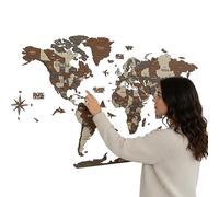 Multilayered 3D Wooden World Map, Travel Map with States and Capitals, Wall Decor For The New House, Gift For Travelers, Office Decor, Birthday Present, Living Room Decoration, Gift for Boys,