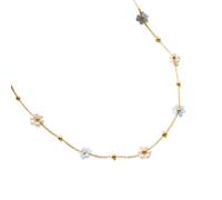 Multilevel Imitation Pearl Flower Necklace For Women, 925 Sterling Silver Charming Bracelet Sets - Bohemian Choker, Valentine Birthday