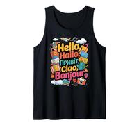 Multilingual Hello Travel Theme Airport Adventure Tank Top