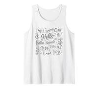 Multilingual Hello Typography World Greetings Art Tank Top