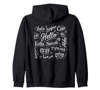 Multilingual Hello Typography World Greetings Art Zip Hoodie