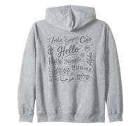 Multilingual Hello Typography World Greetings Art Zip Hoodie